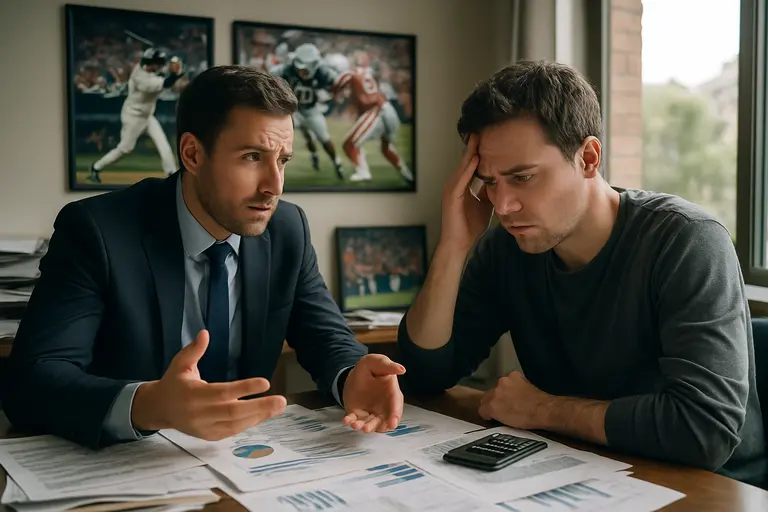 A person comparing sports market rules on a tablet beside a football ticket