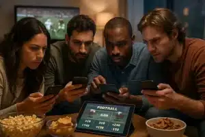 Michigan Betting Demand analysis shown with a sportsbook screen and football schedule notes